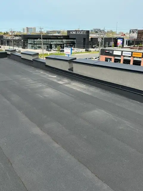Commercial flat roofing project in Hamilton, ON