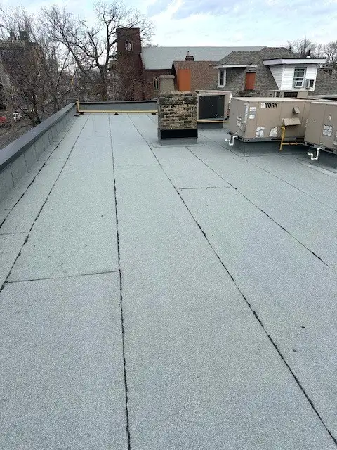 Commercial flat roofing project in North York, ON